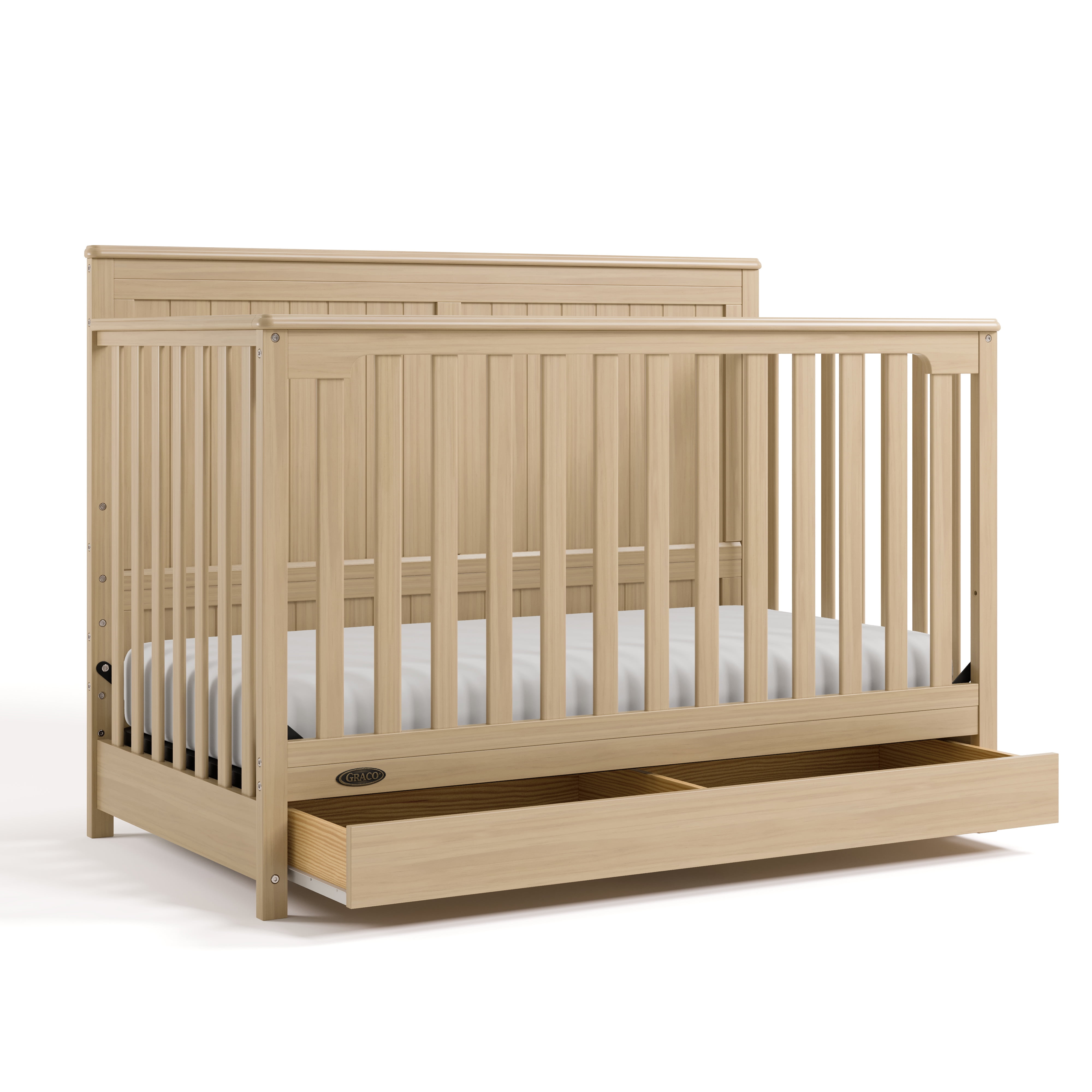 Graco Hadley 5-in-1 Convertible Baby Crib with Drawer, Driftwood