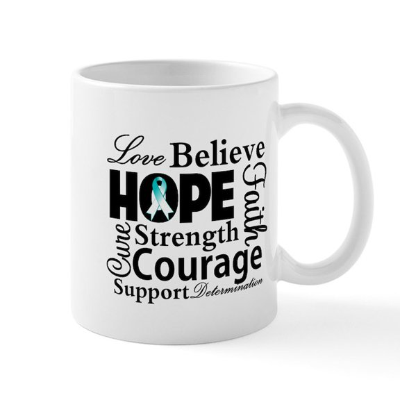 CafePress - Cervical Cancer Hope Collage Mug - 11 oz Ceramic Mug - Novelty Coffee Tea Cup