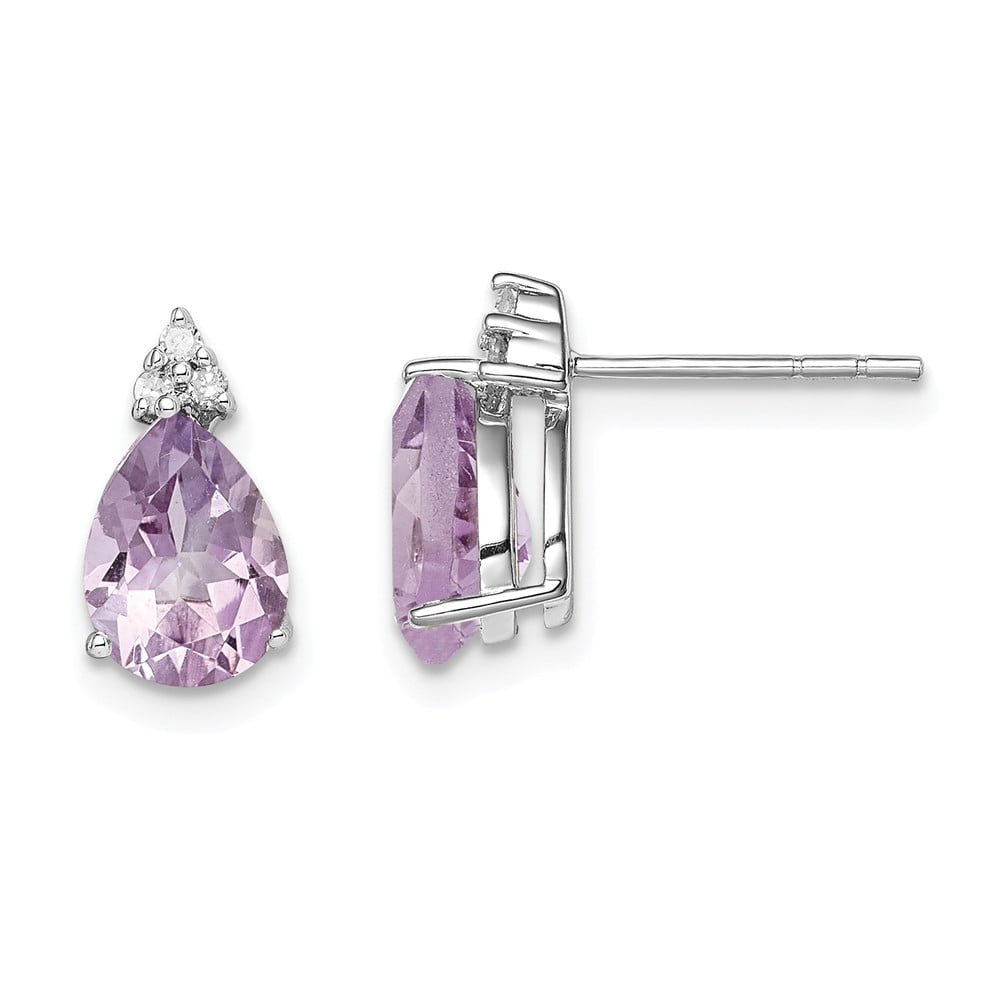 Jewels By Lux Sterling Silver Rhodium Diamond & Pink Quartz Ring 
