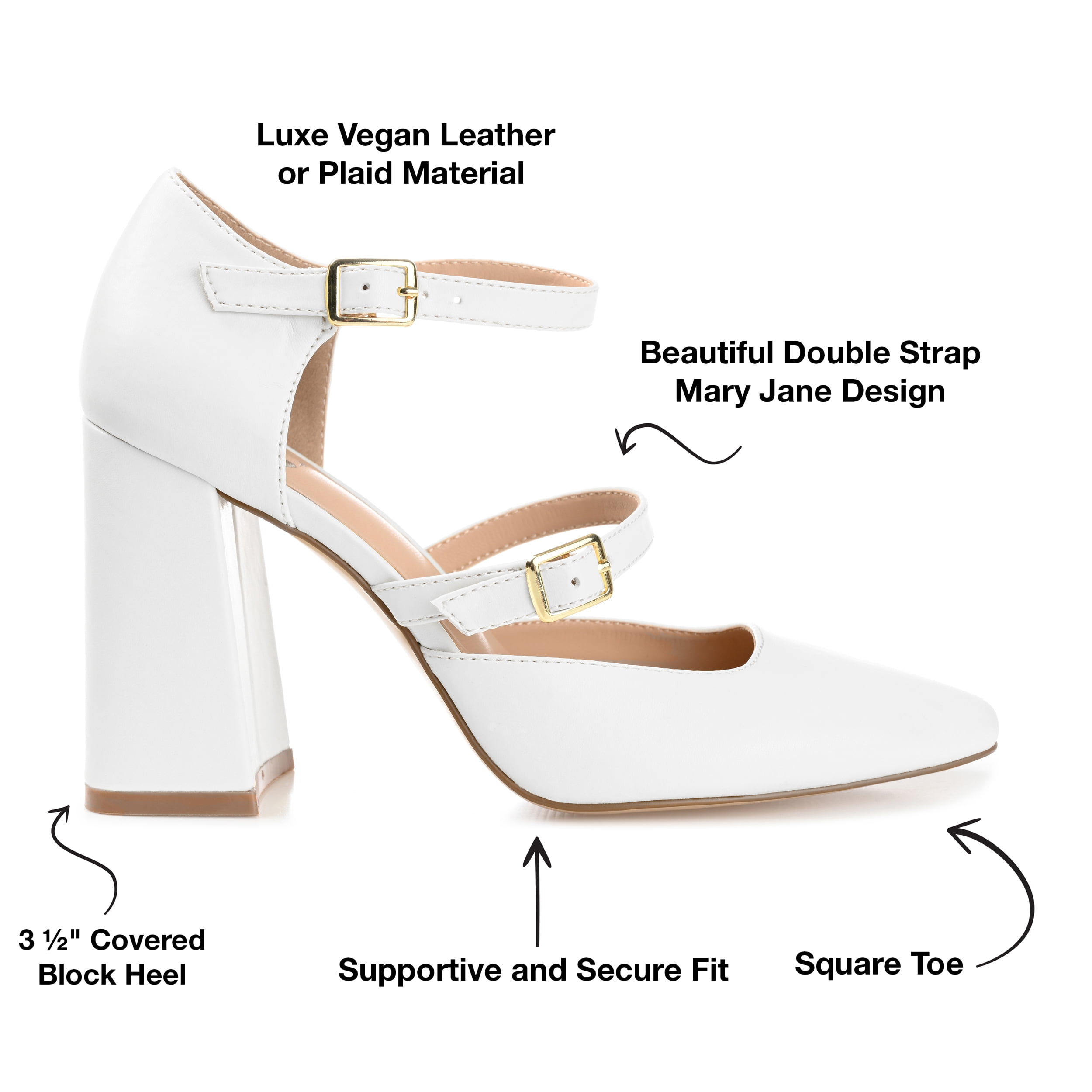 Journee Womens Isadorah Mary Jane Mid Block Heel Square Toe Pumps, Widths Available