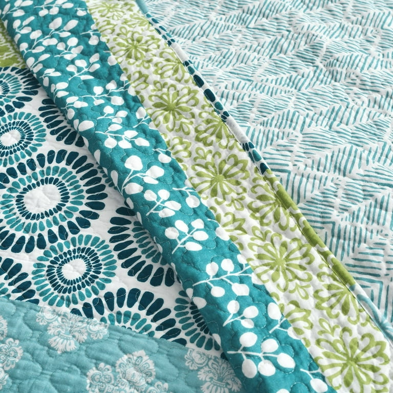 Copripiumino reversibile 50% poliestere - 50% cotone. Con stampa floreale. Menta 150x220cm