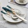 thumbnail image 6 of Colorful Silverware Set 20 Piece 18/0 Stainless Steel Flatware green orange Handle Cutlery Set Service for 4 Fork Knife Spoon Set Mirror Finish Dishwasher Safe, 6 of 7