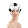 thumbnail image 3 of Kdxio Doodle Cute Cat Print Shower Cap for Women,Elastic and Reusable,Double Waterproof Layers Bathing Hat, 3 of 9