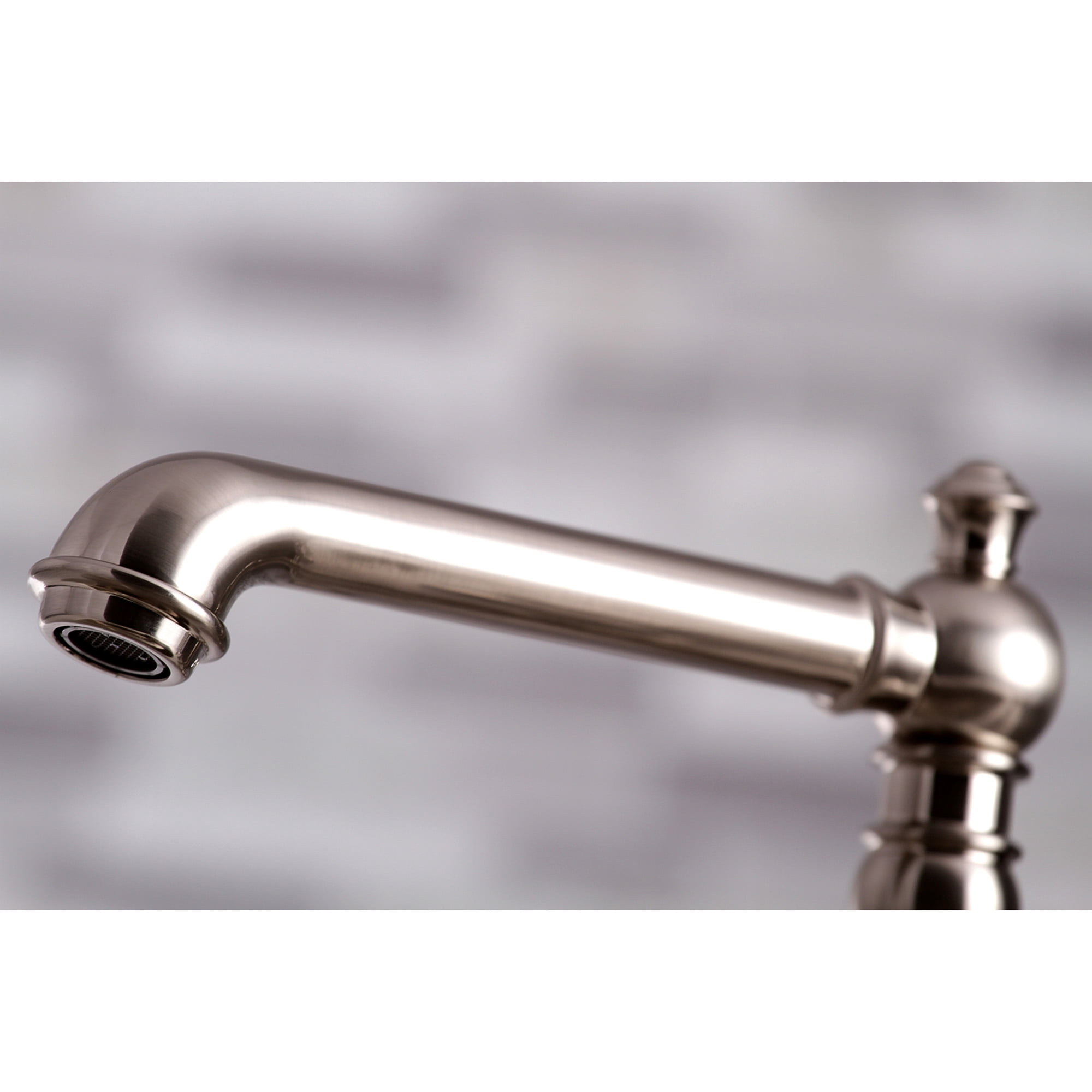 Kingston Brass KS7278PXBS English Country Bridge Kitchen Faucet with Brass Side Sprayer, Brushed Nickel