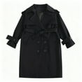 thumbnail image 6 of Cethrio Girls Trench Coats, Mid-length Casual Loose Fit Double Breasted School Uniform Jackets Black Size 12, 6 of 7