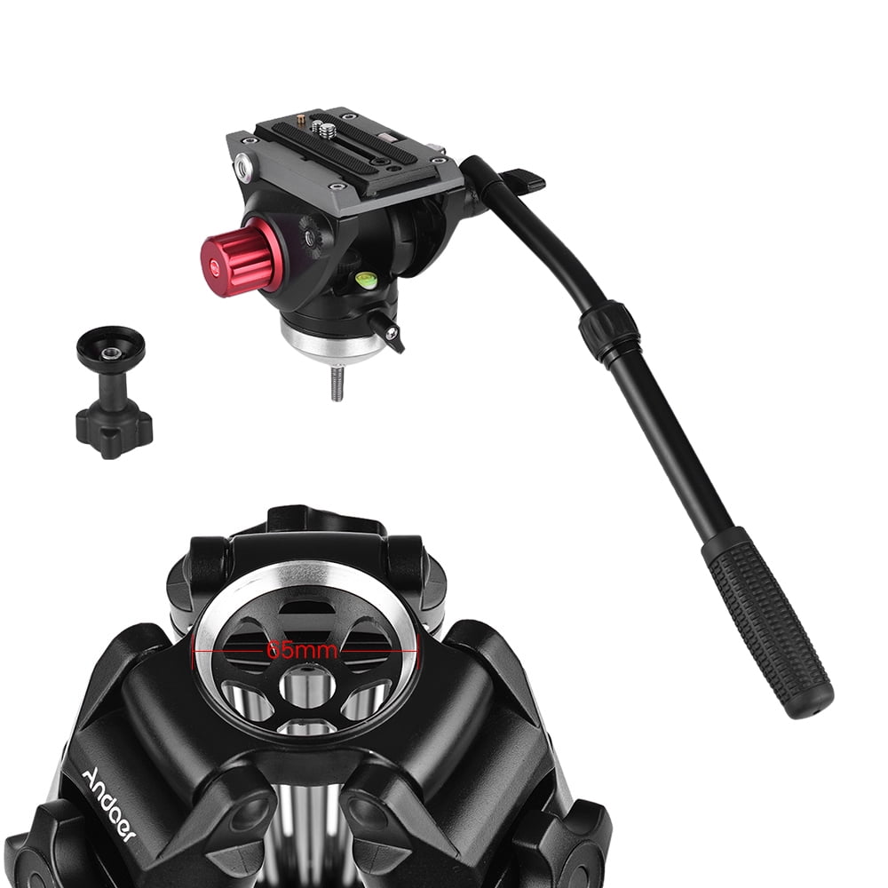 Andoer Professional Aluminum Alloy Video Tripod with Panorama Fluid Hydraulic Head for Canon Nikon Sony DSLR ILDC DV Camera Max Height 176cm Max Load Capacity 10kg with Nylon Storage Bag