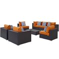 thumbnail image 1 of Modway Rattan Convene 8-Piece Wicker Outdoor Patio Furniture Sectional, Orange, 1 of 6