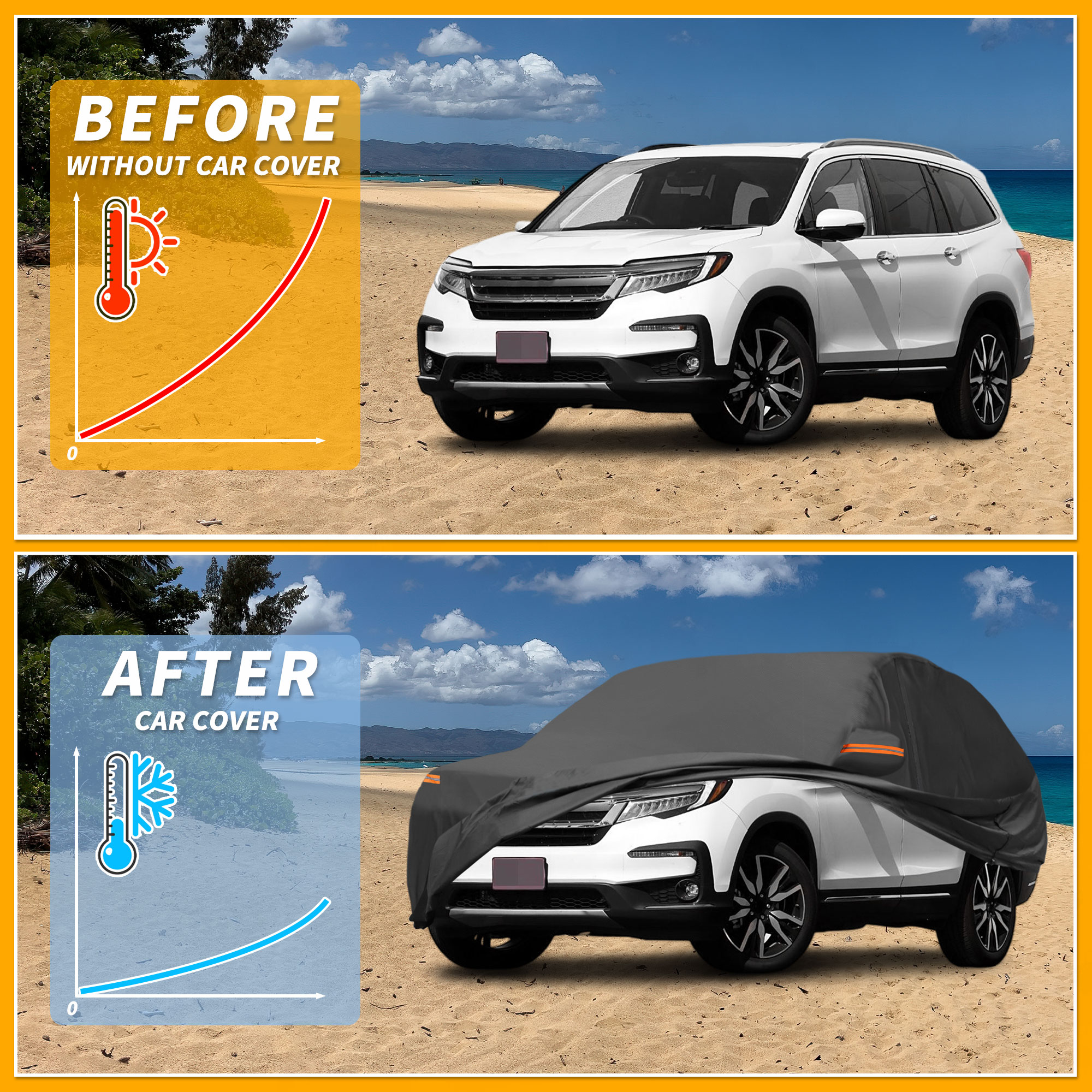 Unique Bargains Durable Waterproof Car Cover Black ["for Honda Pilot"]