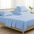 thumbnail image 3 of Flex Top King Size Sheets for Sleep Number Bed 4 Pcs 800 TC 100% Egyptian Cotton 12" Inch Deep Pocket Sheets Split Top King Sheet Set Split Down 28" from The top - Light Blue Solid, 3 of 7