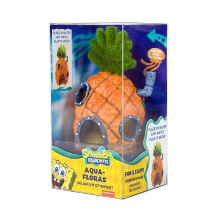 Penn-Plax 030172102738 Spongebob Aqua-Floras Living Pineapple House Aquarium Ornament - Medium