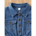 thumbnail image 3 of Diconna Toddler Baby Girls Denim Romper Blue Short Sleeve Button Lapel Jeans Clothes, 3 of 5