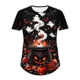 thumbnail image 4 of Ichuanyi Womens Plus Size Halloween Graphic Tees Short Sleeve Holiday T Shirts Crewneck Print Tops, 4 of 5