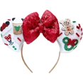 thumbnail image 1 of wonima44 Christmas Mouse Ears Hairbands Xmas Mouse Headband, Red Green White Party Decorations Headdress for Women Sequin Bow Hair Hoop Snow White Hair Accessories Cosplay Costume Headpieces Headwear, 1 of 1