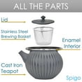 thumbnail image 3 of Spigo Okinawa Cast Iron Enamel Teapot With Stainless Infuser, Grey, 37 Ounces, 3 of 8