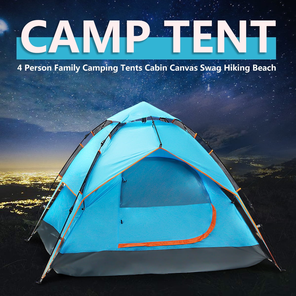 3-4 Persons Waterproof Family Hiking Camping Tent Double Layer Outdoor Sport(fit for two adults, two children) by