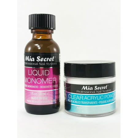 Mia Secret Acrylic Nail Powder Clear + Liquid Monomer 1 oz Set - MADE IN (Best Nail Acrylic Brand)
