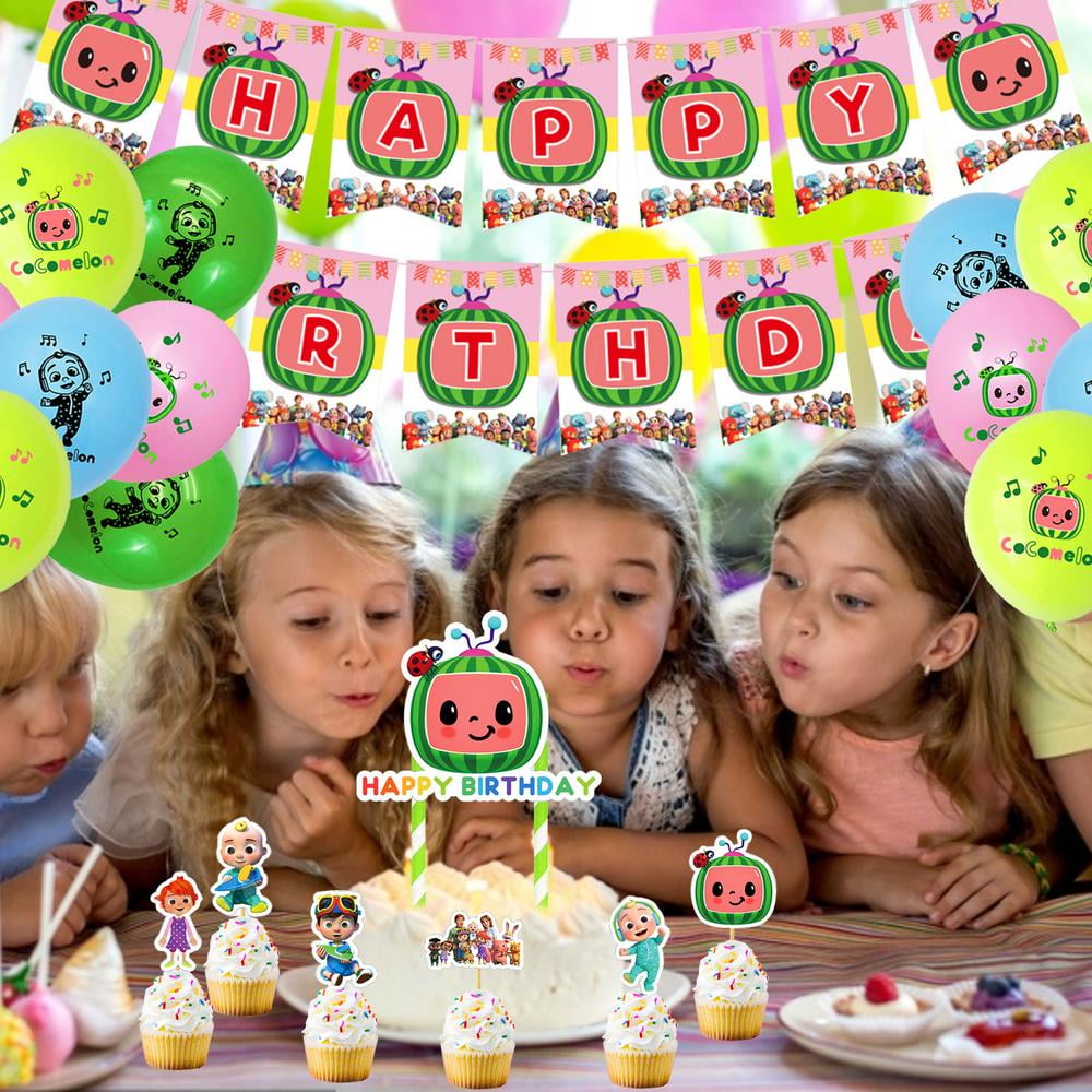 Cocomelon Birthday Cake Tropper Banner Balloon Set Party Supplies Walmart Com Walmart Com