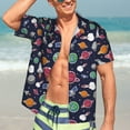 thumbnail image 5 of Lsque Rocket Satellite pattern Hawaiian Shirt for Men, Unisex Summer Beach Casual Short Sleeve Button Down Shirts-Small, 5 of 9