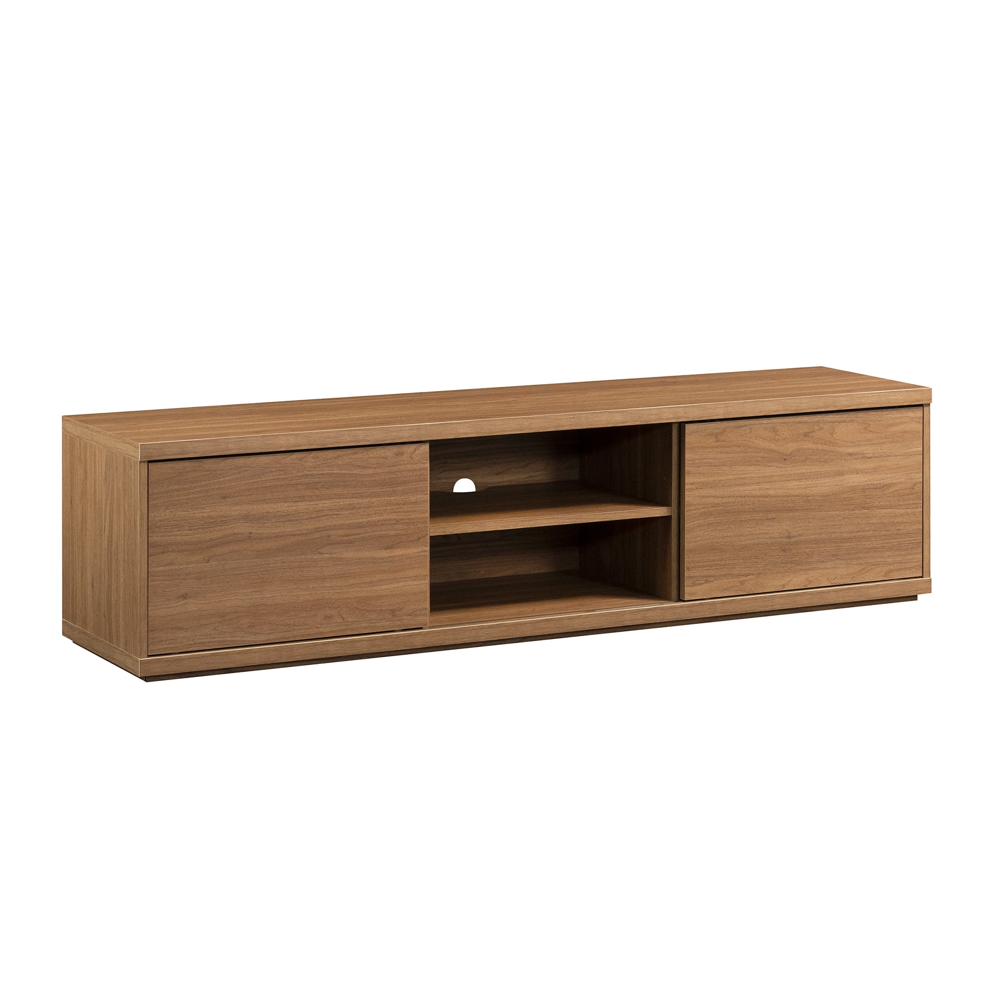 Mainstays Westley Sliding Door TV Stand for TVs up to 75”, Warm Walnut Finish