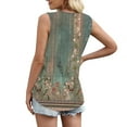 thumbnail image 5 of JTZGDY Floral Tank Tops for Women Loose Flowy Casual Graphic Summer Sleeveless Square Neck Tunic T-Shirts Trendy Western T-Shirts Green M, 5 of 7
