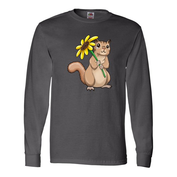 Inktastic Cute Chipmunk with Sunflower Long Sleeve T-Shirt