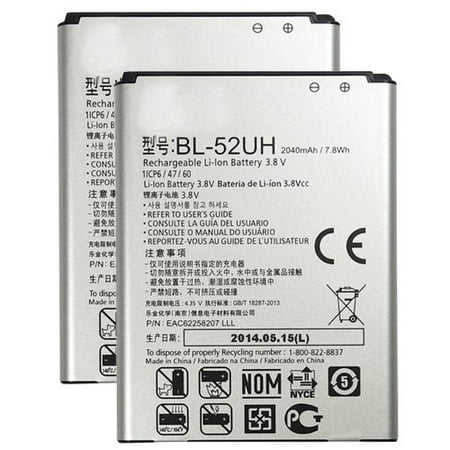 2 Pack Battery for LG BL-52UH Mobile Phone (Best Mobile Battery Pack)