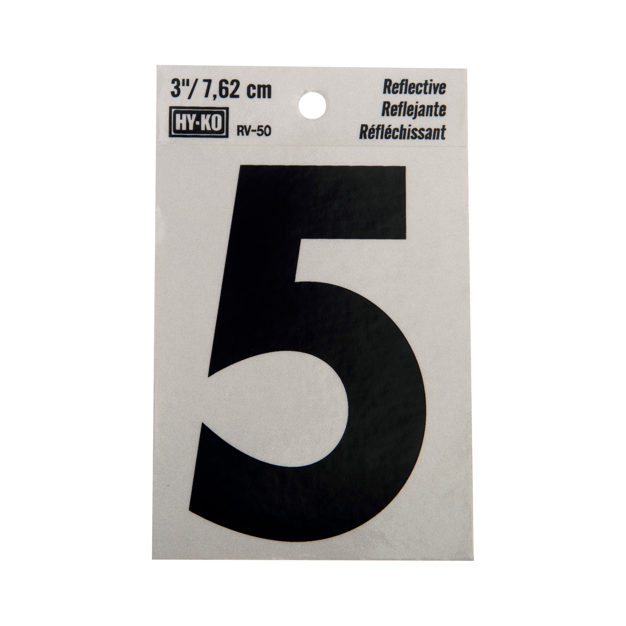 Hy-Ko 3" Reflective Vinyl Self-adhesive Sticker Number 5
