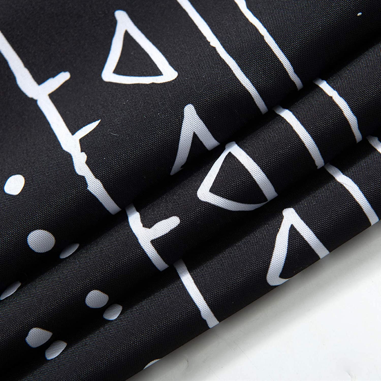 Black Boho Fabric Shower Curtain Mudcloth Patterned Tribal Hippie Simple Geometric Minimalist Bathroom Shower Curtain Sets Mud Cloth Decor, Heavy Weighted & Waterproof (Black , 72 x 72)