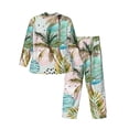 thumbnail image 2 of Kll Watercolor Palm Tree Sleepwear Mens Flannel Pajamas,Long Cotton Pj Set, 2 of 9