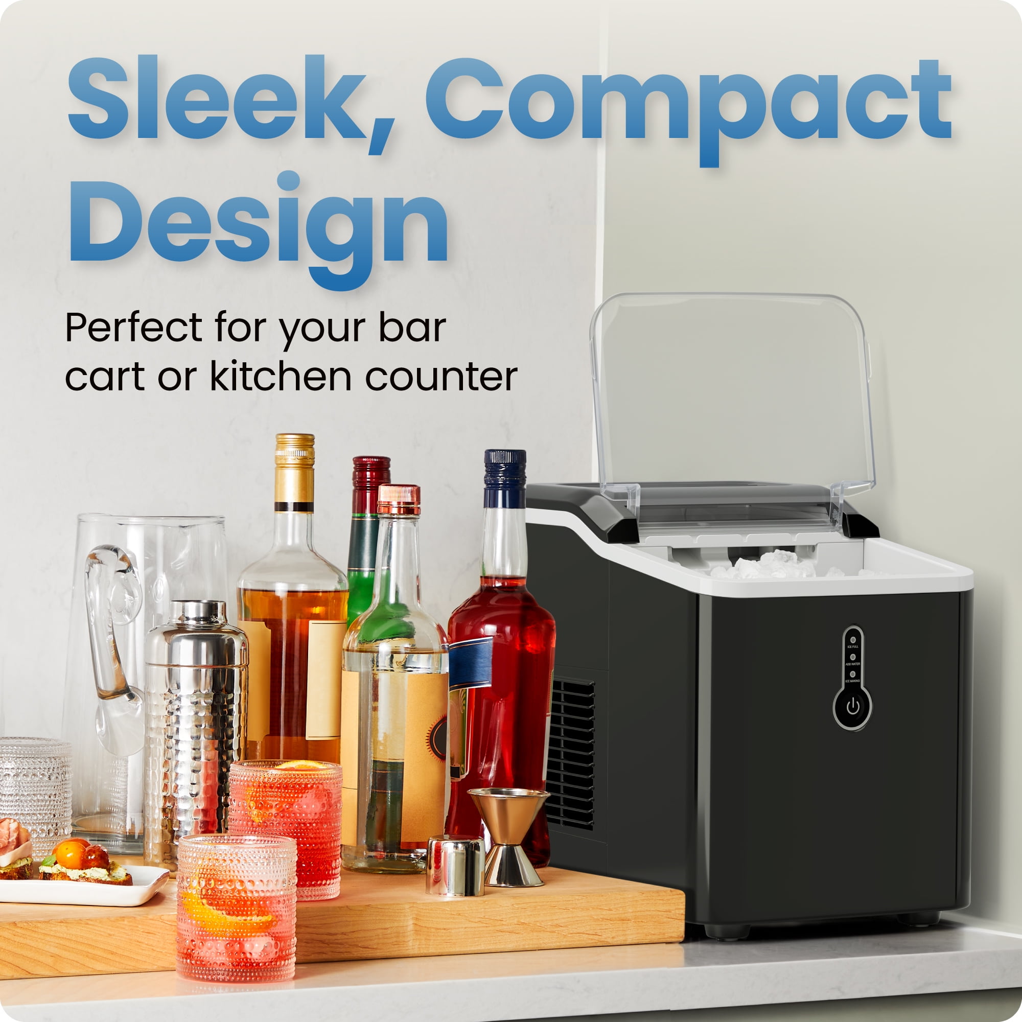 Iceman by Chefman Compact Nugget Ice Maker Machine, 26 lb in 24 Hours, Ice in 6 Minutes - Black