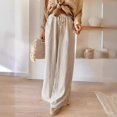 thumbnail image 2 of felwors Women Casual Drawstring Elastic Waist Striped Wide Leg Pants with Pockets Khaki, XXL, 2 of 5