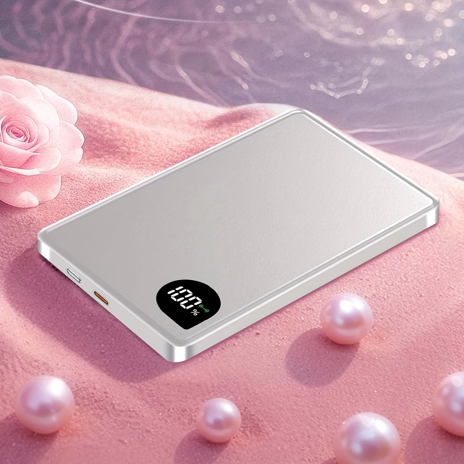 Magnetic Wireless Power Bank 15W Fast Charging for iPhone 16/15/14/13, Ultra-thin Aluminum Alloy LED Display, PD 20W USB-C Two-Way Portable Charger