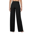 thumbnail image 5 of REALiKUN Women's Palazzo Lounge Pants Stretchy Wide Leg Casual Pants Comfy High Waist Flowy Pants, 5 of 7