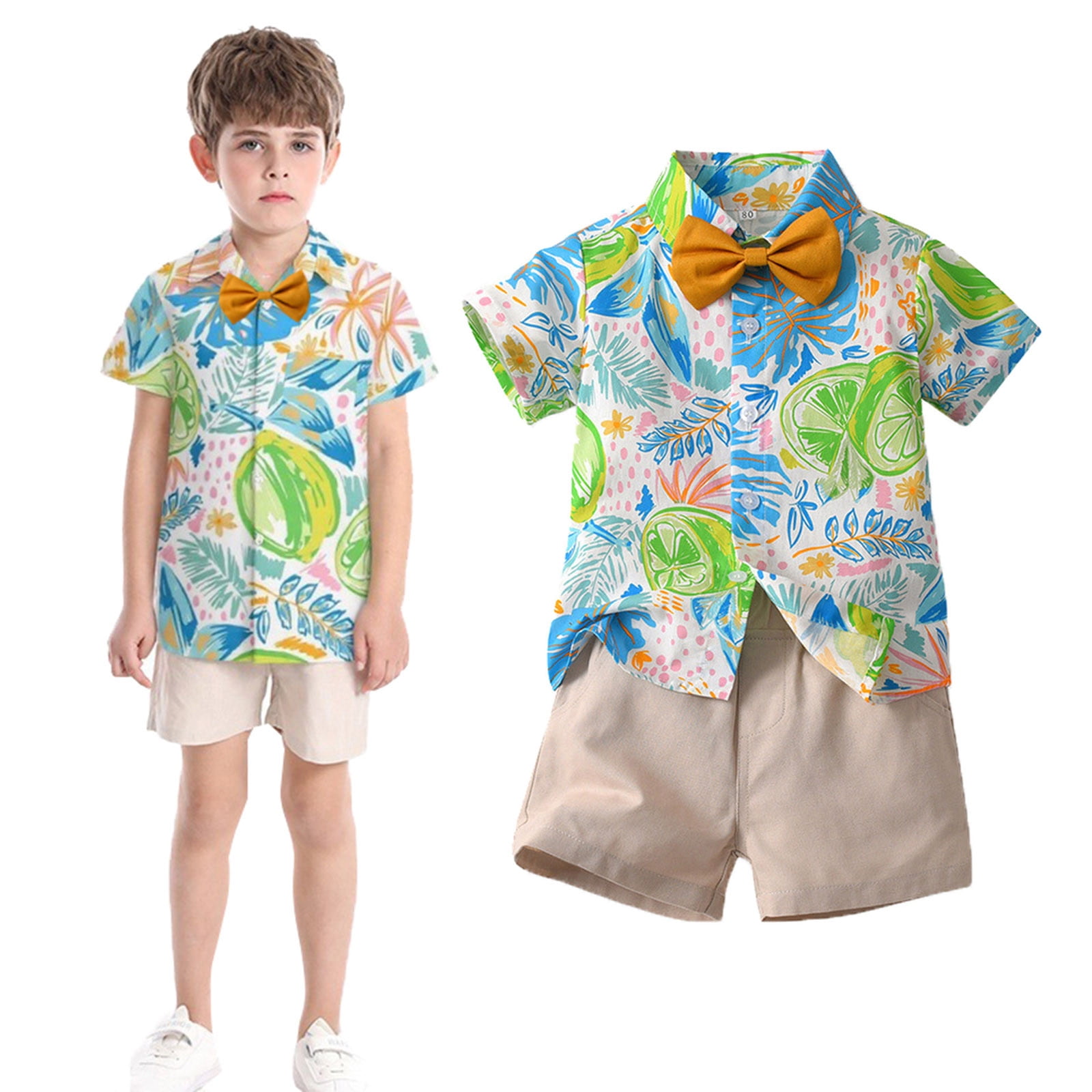 Ensemble Hawaïen Enfant 3-10 Ans - Chemise Manches Courtes Et Short, Imprimé Floral, Léger, Pour Plage Et Vacances