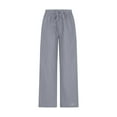 thumbnail image 4 of Big Saving For Mother,AXXD Solid Pants Elastic High Waist Wide Leg Length Pants Womens Lounge Pants Clearance Gray 10, 4 of 6