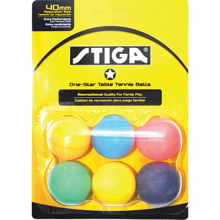 1-Star Assorted Multicolor Recreational-Quality Regulation Size 40mm Table Tennis Balls (6 Pack) (Best Quality Tennis Balls)