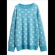 thumbnail image 2 of Suéter de Larga para Mujer, Suéteres Cortos de Gran Tamaño de Otoño, Tops de Punto con Cuello Redondo y Estampado de Velero Informal Lago Azul L, 2 of 7
