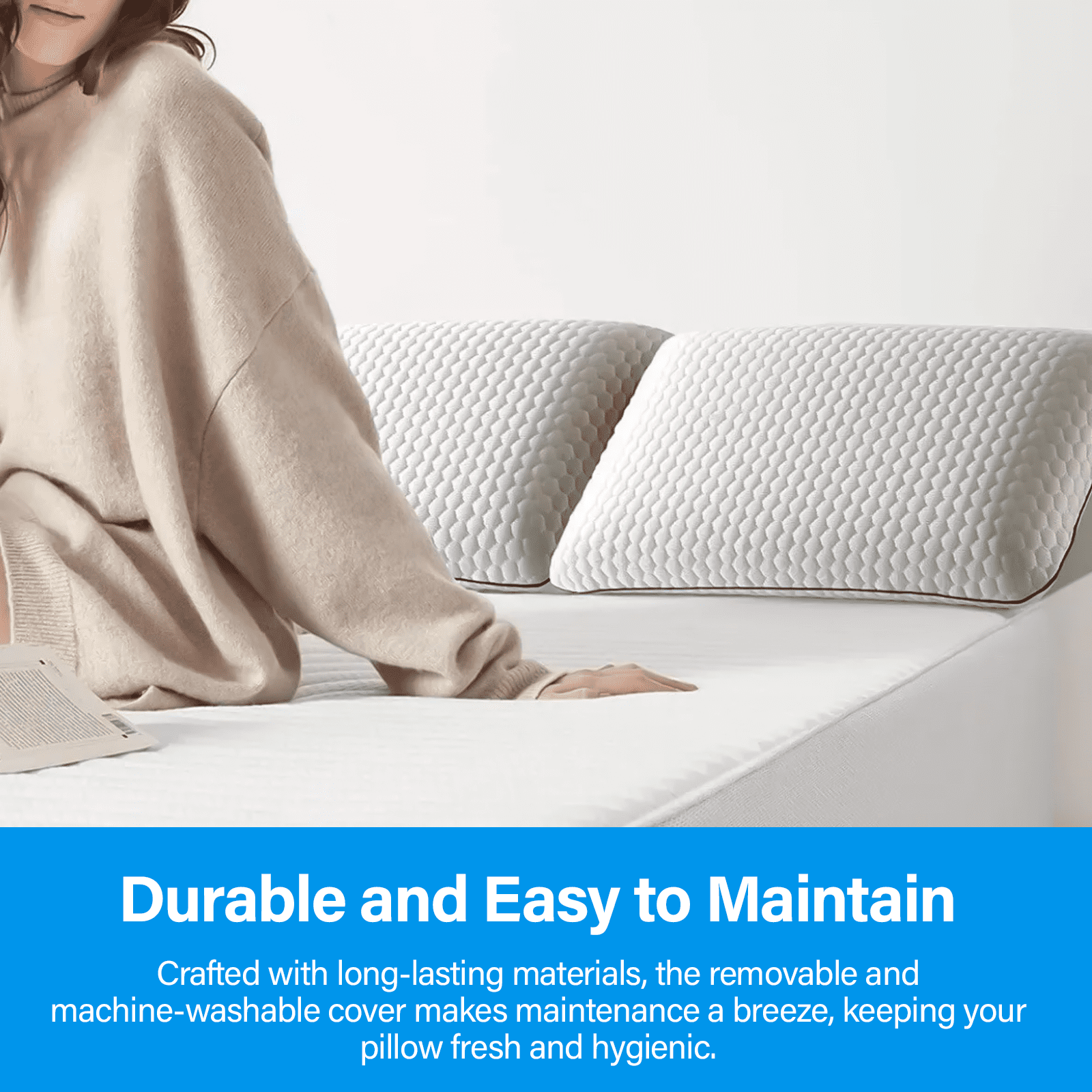 Strlinen Gel Memory Foam Pillow – Breathable and Ventilated Memory Foam Pillows Cooling Gel – Ergonomic Pillow for All Seasons–Soft Pillows for Sleeping with Washable Cover