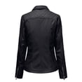 thumbnail image 7 of IROINNID Women's Faux Leather Jacket Savings Long Sleeve Notch Lapel Slim Fitted Biker Moto Jacket,Black, 7 of 7