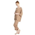 thumbnail image 3 of Women's Solid Summer Pleated Loungewear Top and Capris Pajamas Sets, 3 of 3