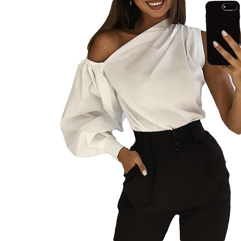 one sleeve white blouse