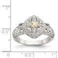 thumbnail image 3 of Sterling Silver Two Tone Silver And Gold Plated Sterling Silver w/14ky Diamond Ring, 3 of 3