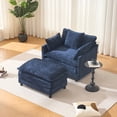 thumbnail image 4 of Accent Chair with Ottoman, Modern Lounge Club Chair, Chenille Upholstered Armchair with Footrest, Comfy Reading Chair for Living Room Bedroom Small Space, Blue, 4 of 15