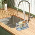 thumbnail image 5 of Kitchen Sink Sponge Holder & Organizer | Plastic Sponge Stand with Drainage | Compact Storage for Bathroom & Kitchen (Red/Green/Blue/Gray) - 7.68x3.74x3.54in, 5 of 6