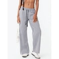 thumbnail image 6 of Aojekbee Women’s Striped Print Pants Drawstring Elastic Waist Wide Leg Pants Loose Lounge Pants, 6 of 10