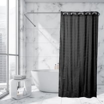 Evideco Extra Long Shower Curtain Polyester Hook Less Cubic 79"L x 71"W Black