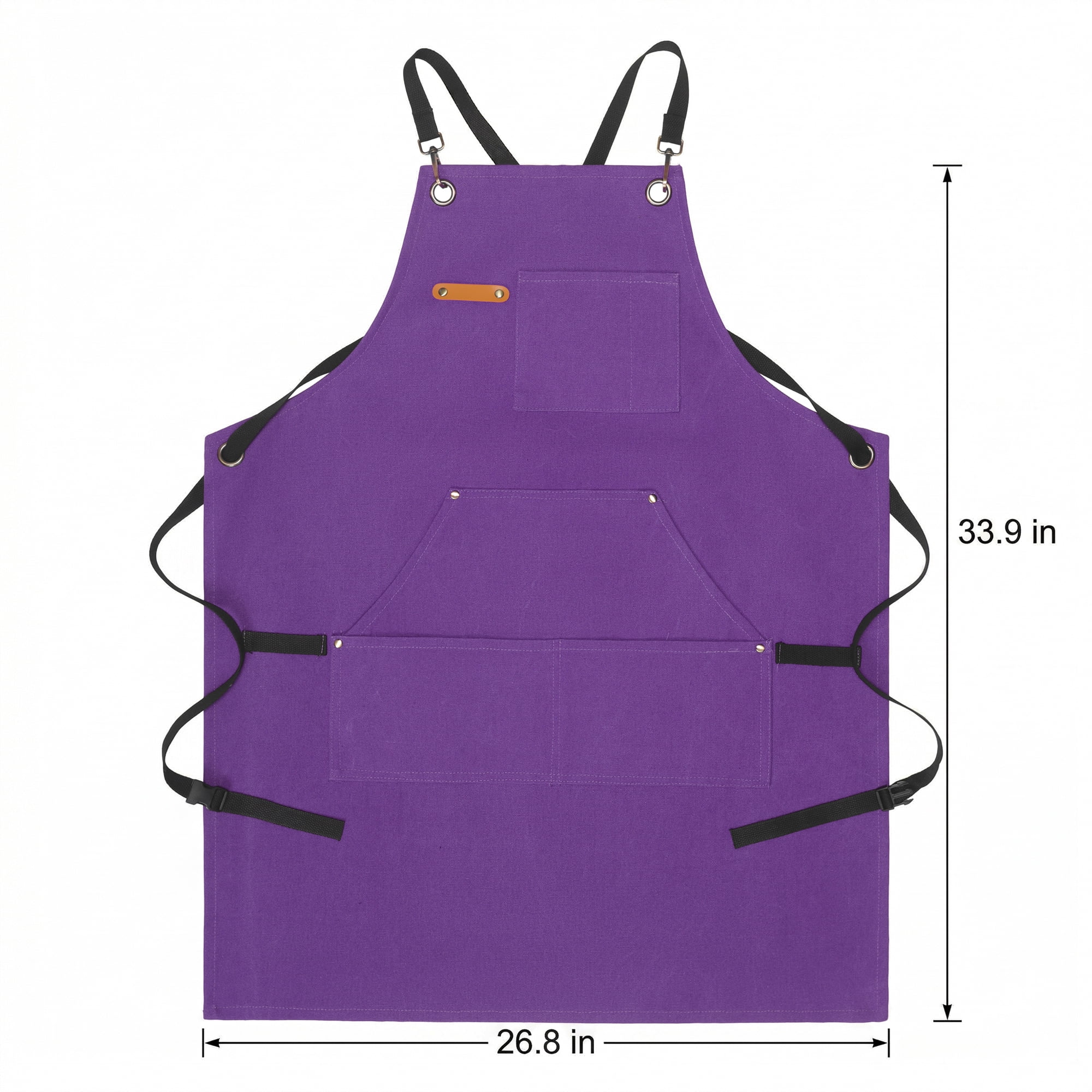 Unique Bargains Adjustable Waterproof Kitchen Apron with Pockets Durable Polyester Purple