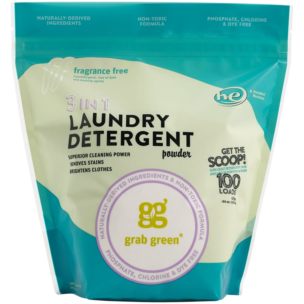 Grab Green 3in1 Laundry Detergent Powder, Fragrance Free, 100 loads