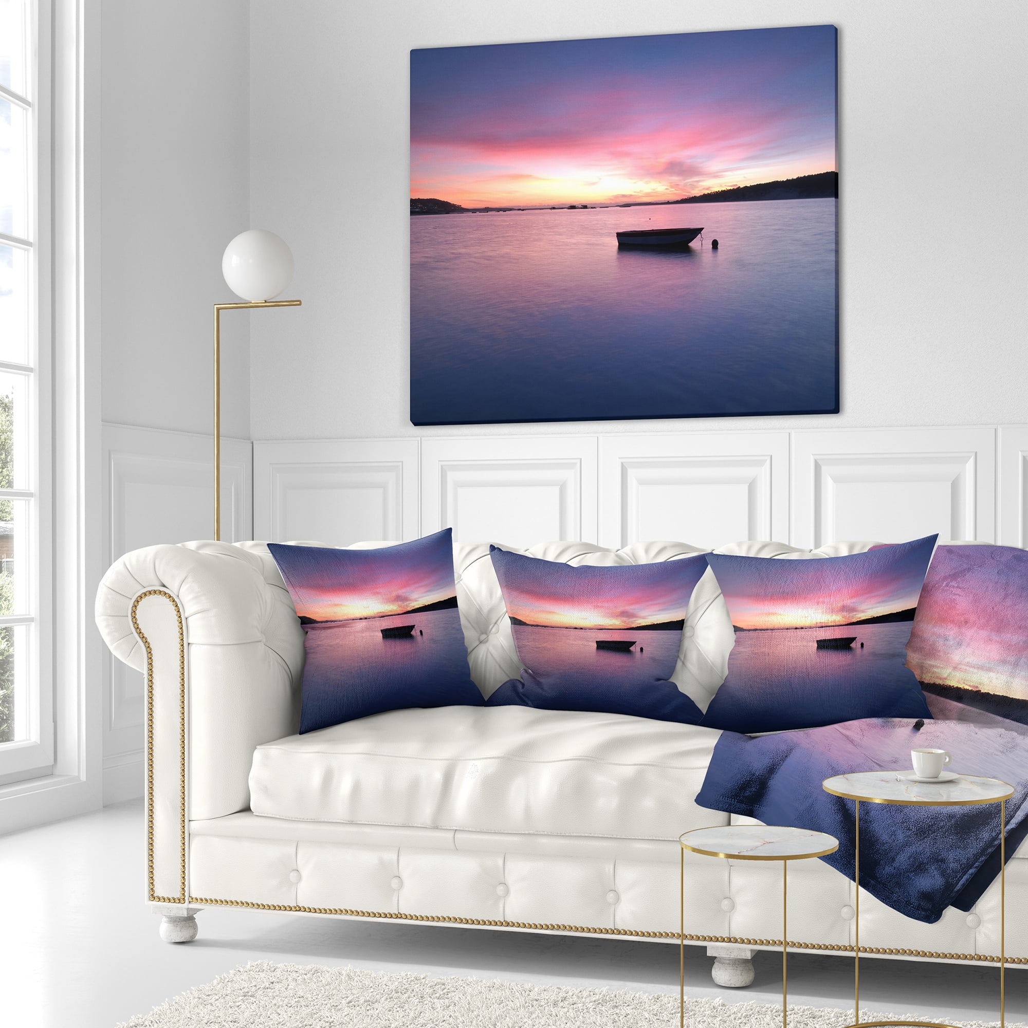 Designart Lagoa de Albufeira Seascape Portugal - Seashore Throw Pillow - 16x16