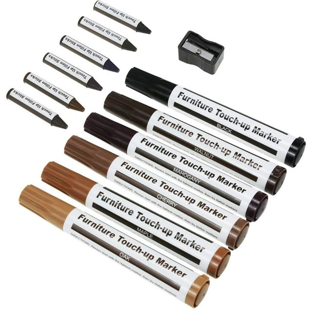 Ixir Wood Touch Up Markers, Set of 13 Furniture Markers and Filler Crayons, Wood Furniture and